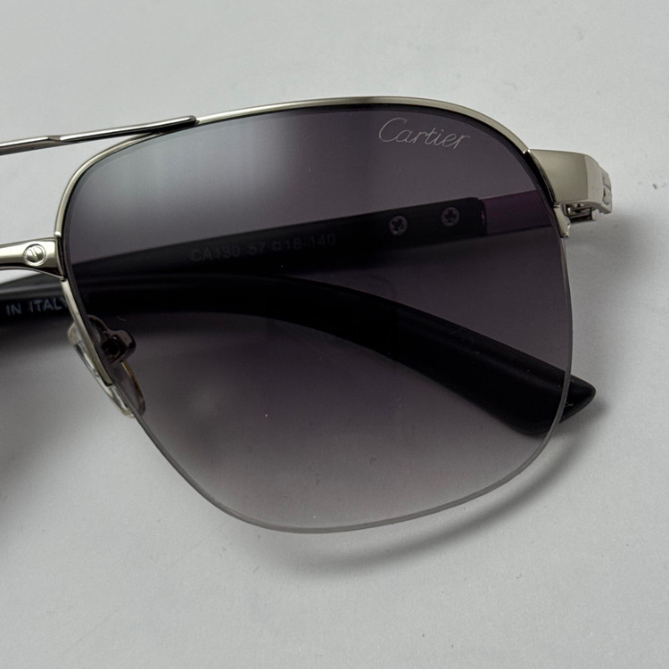 عینک آفتابی مردانه کارتیر Cartier مدل Santos مشکی نقره ای