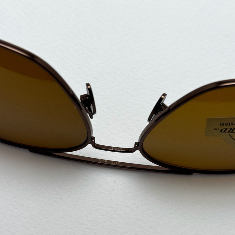 عینک آفتابی خلبانی رندولف شیشه سنگ آنتی رفلکس قهوه ای فریم قهوه ای فول پک RANDOLPH AVIATOR RE 58 24K