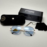 عینک آفتابی خلبانی رندولف شیشه سنگ آبی آسمانی طلایی فول پک RANDOLPH AVIATOR RE 58 24K GOLD