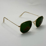 عینک ریبن هگزونال شیشه سنگ سیز فریم طلایی به همراه پک کامل ریبن کد Rayban RB 3548