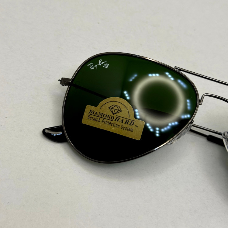 عینک ریبن خلبانی شیشه سنگ فریم نوک مدادی عدسی سبز آمریکایی آنتی رفلکس REYBAN AVIATOR RB 3025 با پک کامل