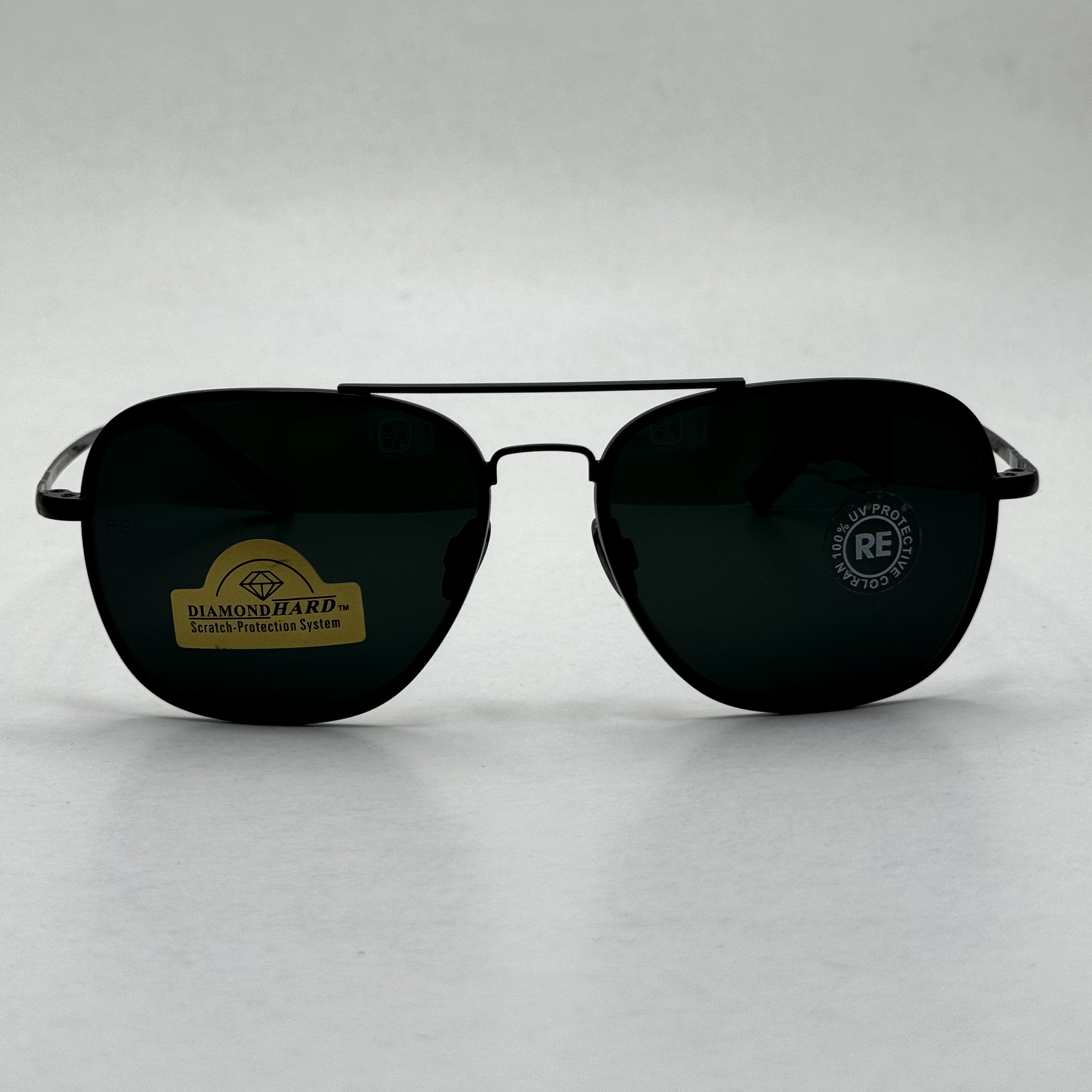 عینک آفتابی خلبانی رندولف شیشه سنگ آنتی رفلکس مشکی فریم مشکی فول پک RANDOLPH AVIATOR RE 58 BLACK