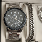 ست ساعت مردانه کاسیو ادیفایس casio با دستبند و گردنبند کارتیر و حلقه استیل