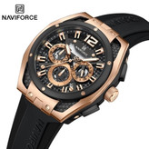 ساعت مردانه پسرانه نیوی فورس Naviforce اورجینال سه موتور فعال بند رابر مشکی