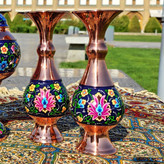 گلدان مسی و پرداز ارتفاع 16 سانتی بسته دو عددی