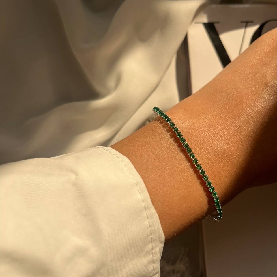 دستبند جواهر نگینی زنانه طرح تنیسی نگین ریز تنوع رنگ رنگ کاملا ثابت کد sm (پس کرایه)