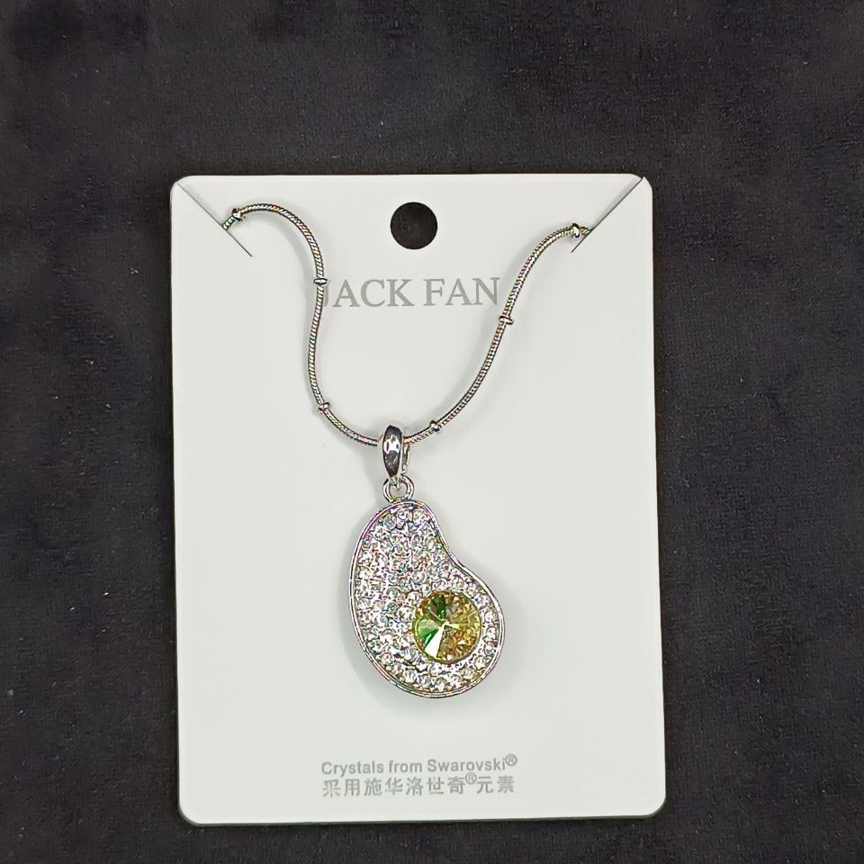 گردنبند و آویز پلاک زنانه نگین سواروسکی طرح صدف وسط نگین تنوع طرح رنگ ثابت کد vn (پس کرایه)