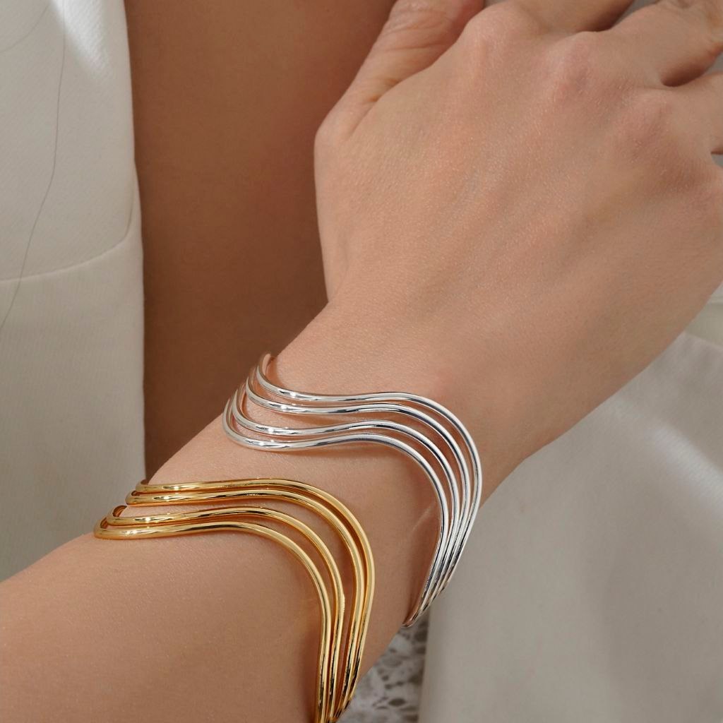 دستبند بنگل النگویی فنری مدل گل رنگ ثابت تنوع طرح کد mp