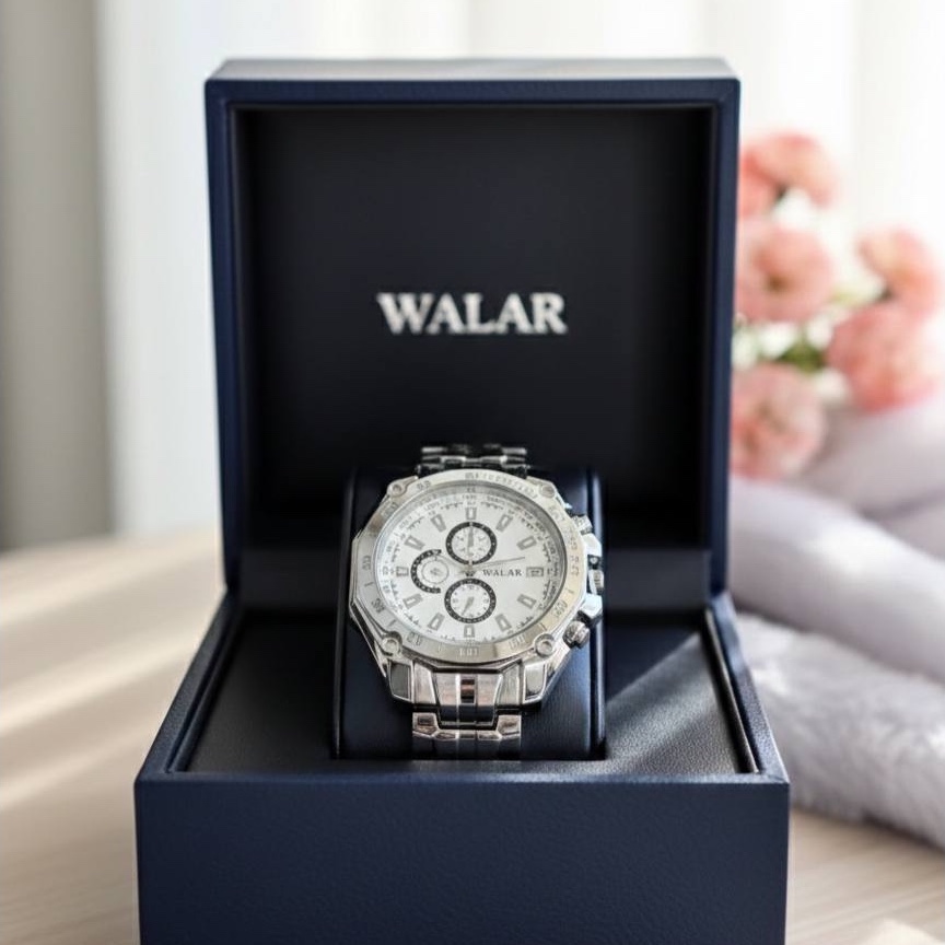 ساعت مردانه مارک والار Walar صفحه سفید ارسال رایگان