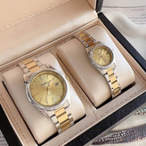 ست ساعت مچی زنانه و مردانه قیمت ست کاسیو استیل تاریخدار موتور ژاپن مارک معروف CASIO نمونه درجه یک ارسال رایگان