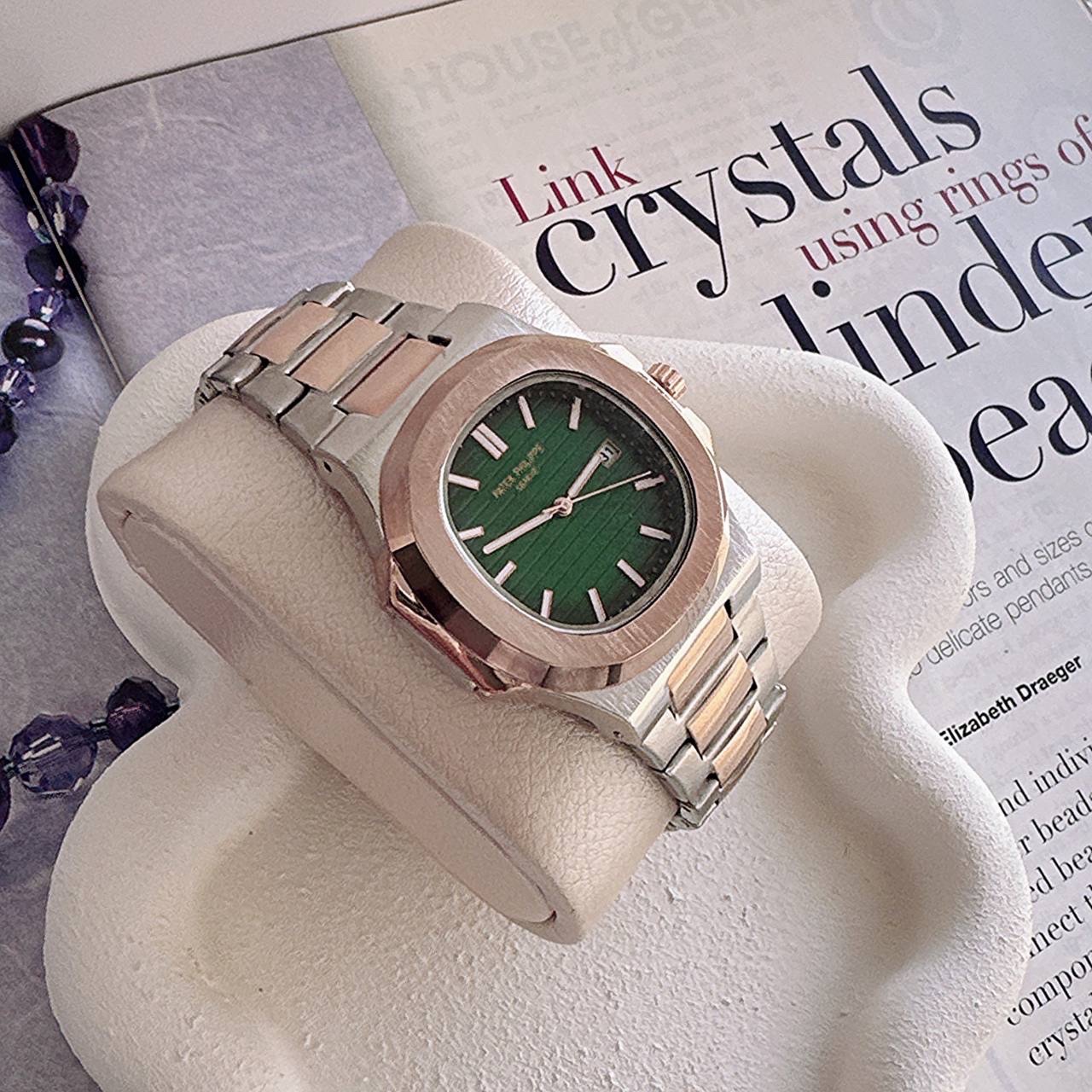 ساعت مردانه هایکپی مارک فیلیپ PATEK PHILIPPE موتور ژاپن فول استیل رنگبندی مشکی و نقره ای رزگلد ارسال رایگان