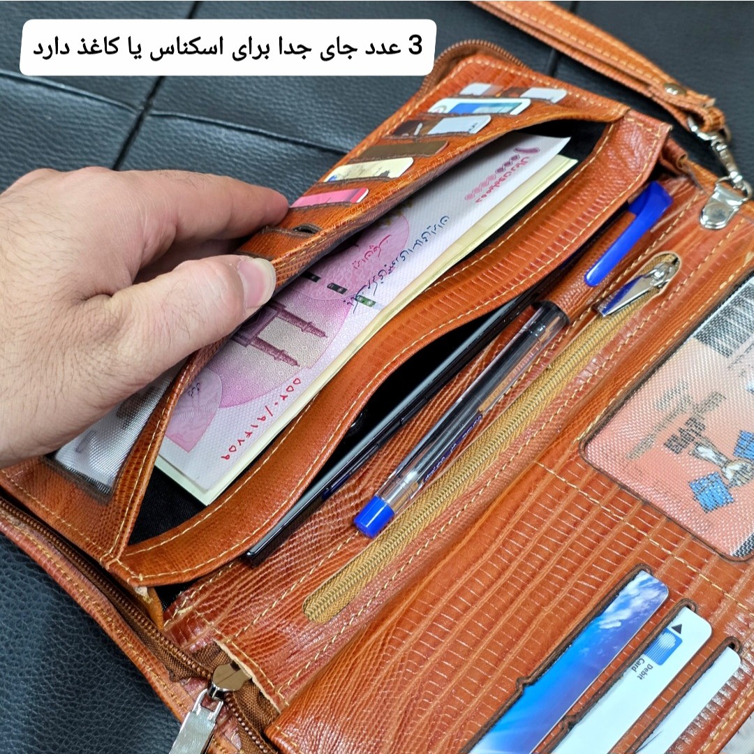 کیف دسته چک چرم طبیعی (کیف پول) کد 3084