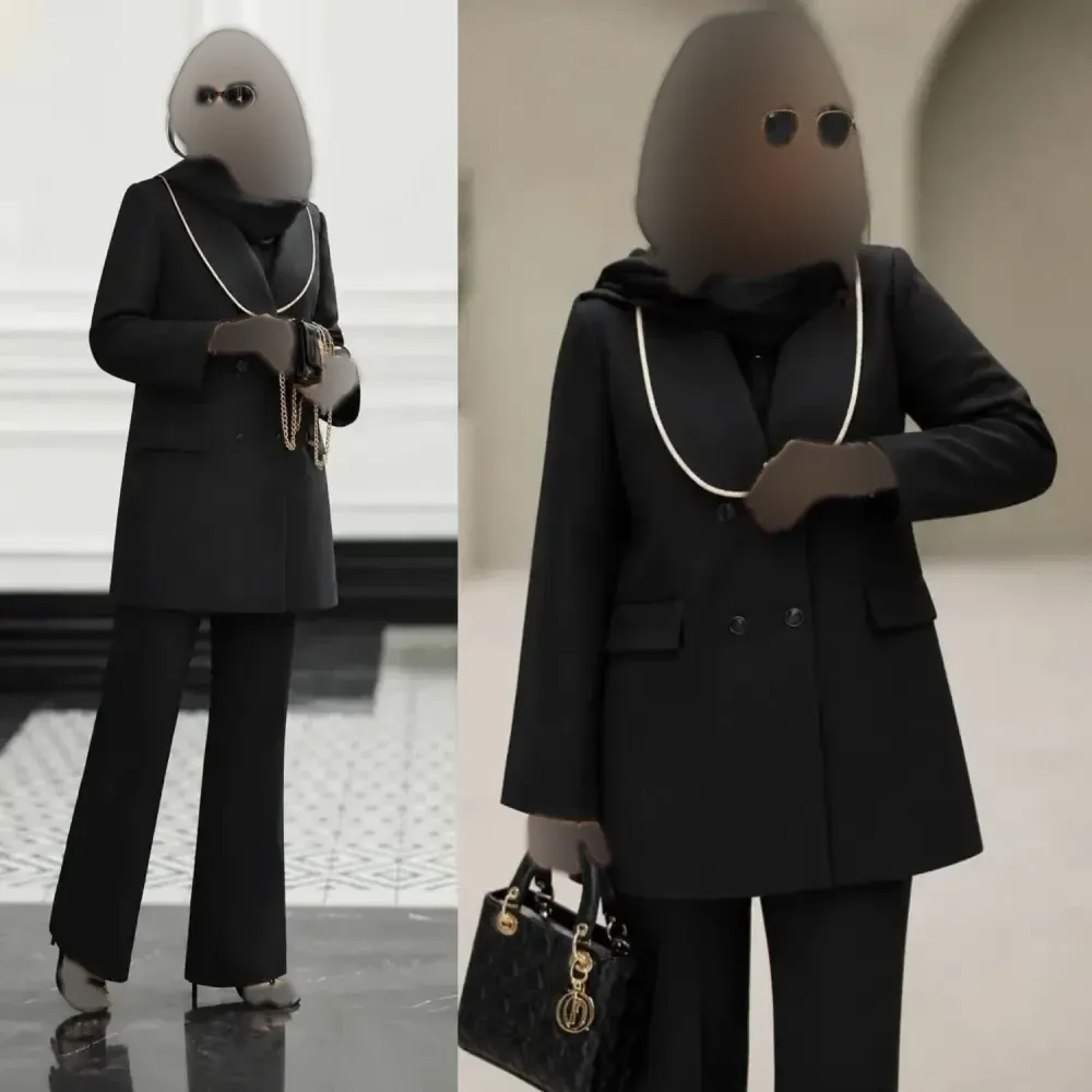 کت زنانه مازراتی مغزی دوزی مشکی اسپرت و کارمندی فری سایز