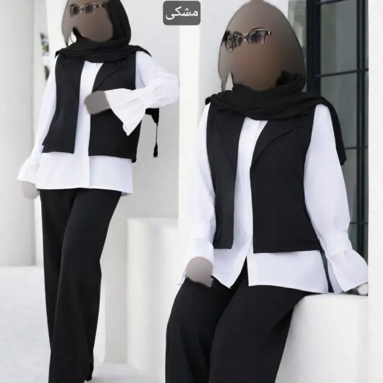 ست سه تیکه زنانه مدل شادیا جنس شانتون کوکدوزی و تترون فری سایز