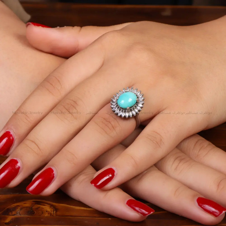 انگشتر فیروزه عجمی زنانه کد 34740