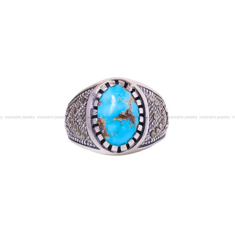 انگشتر فیروزه شجری مردانه کد 6380