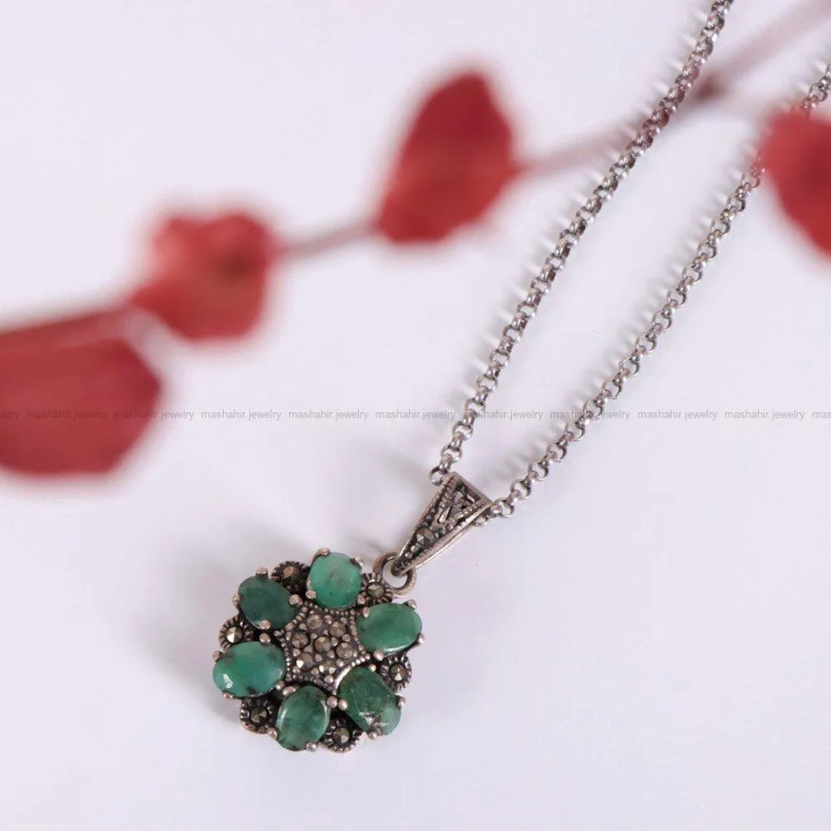 گردنبند زمرد زنانه کد 2314
