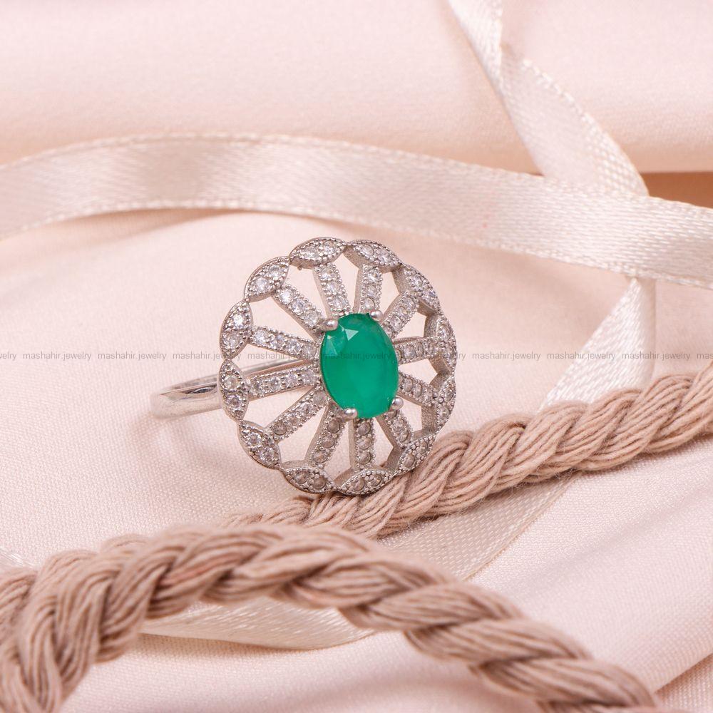 انگشتر زمرد سنتاتیک زنانه کد 8426