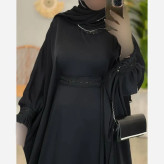 عبا زنانه مدل راحیل جنس الیزه رنگ مشکی سایز فری سایز