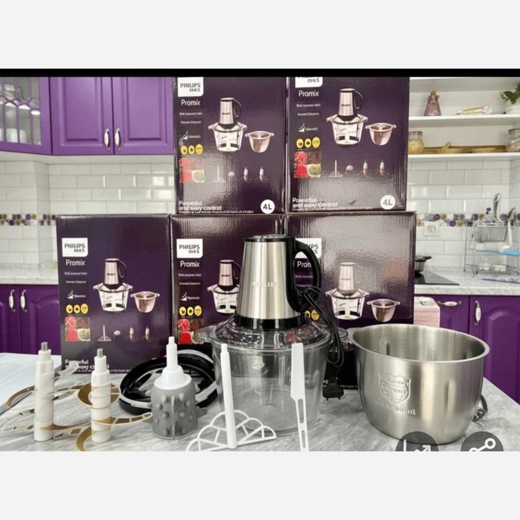 خردکن فیلیپس دو کاسه4 لیتر حک شده همرا با قطعه سیر پاک کن و همزن مدل 2026