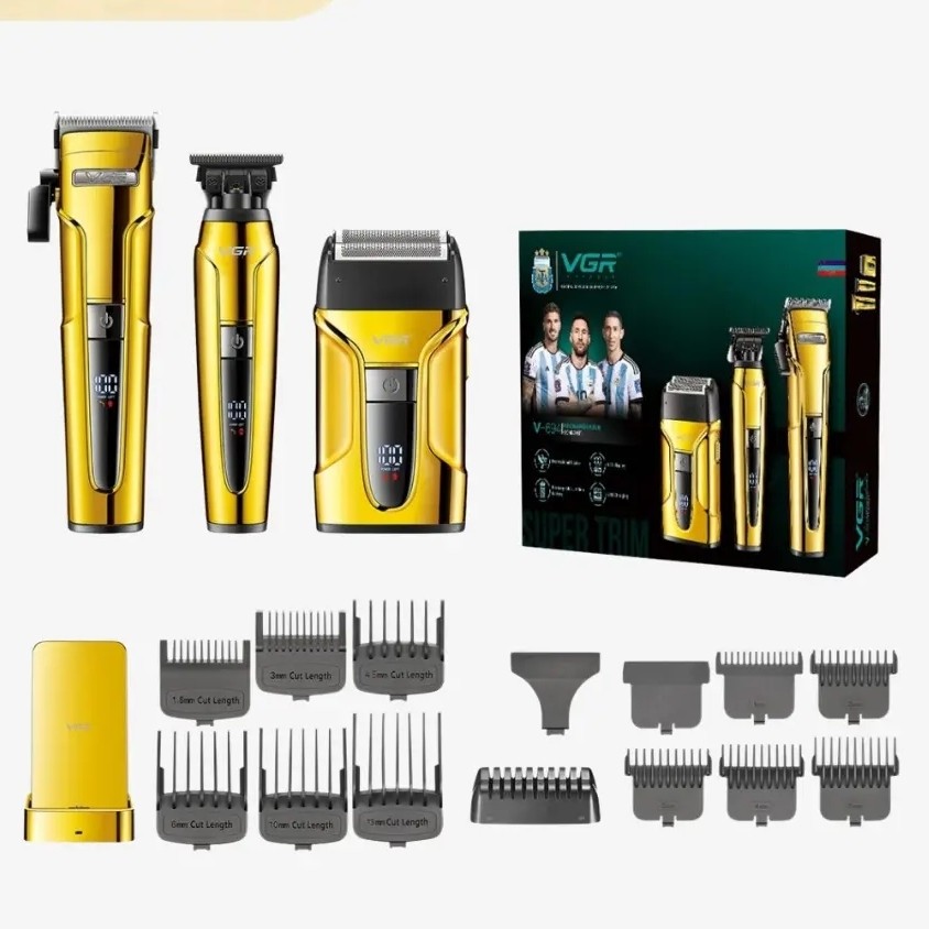 ست ماشین اصلاح سه کاره ( شیور و خط زن و حجم زن )موی سر و صورت وی جی آر V-694 ورژن جدید 694 ( گناوه مارکت