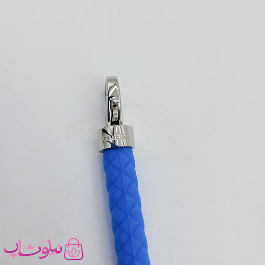 دستبند امگا رابر آبی با قفل نقره ای مردانه زنانه کیفیت مستر کد 1100