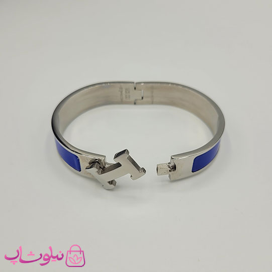 دستبند زنانه هرمس آبی نقره ای استیل قفل اورجینال کد 680
