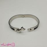 دستبند زنانه هرمس مشکی نقره ای استیل قفل اورجینال کد 680