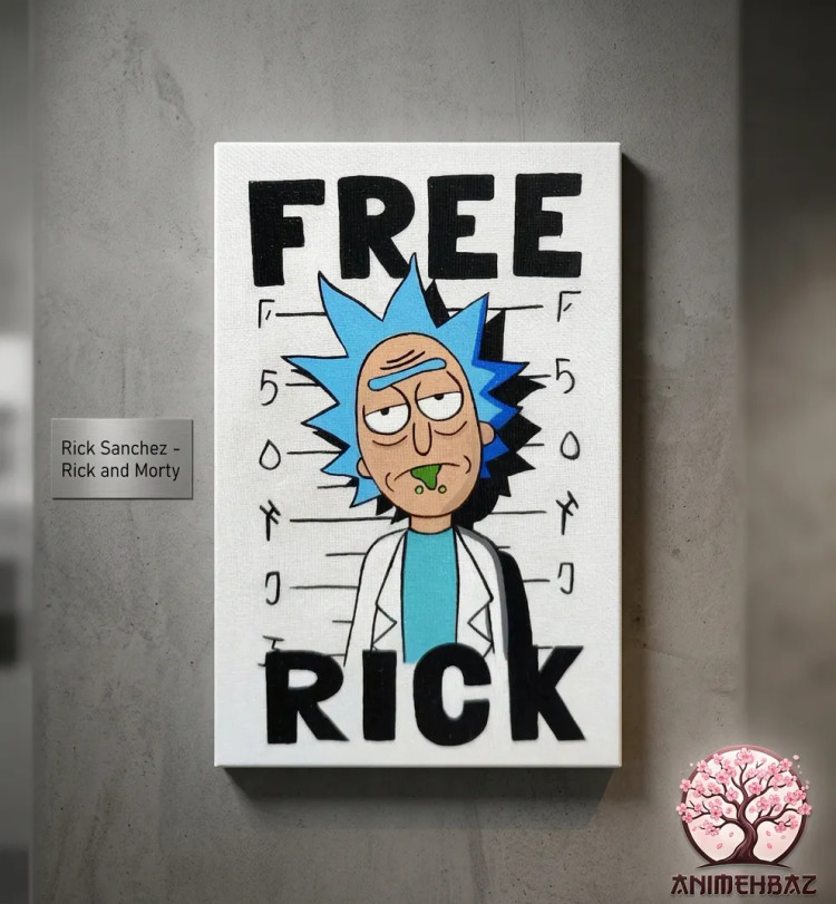 تابلو نقاشی بوم ریک سانچز انیمیشن ریک و مورتی طرح Free Rick
