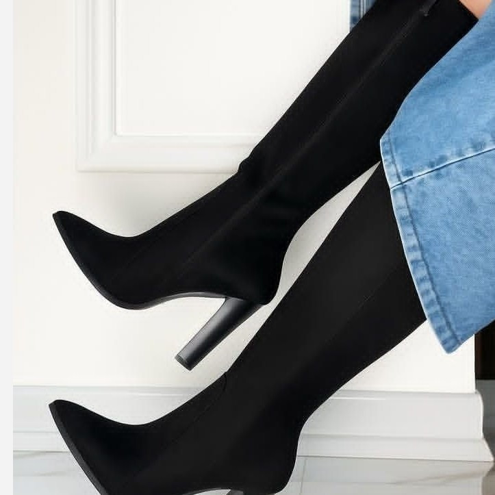 بوت بلند تا زانو پاشنه دار