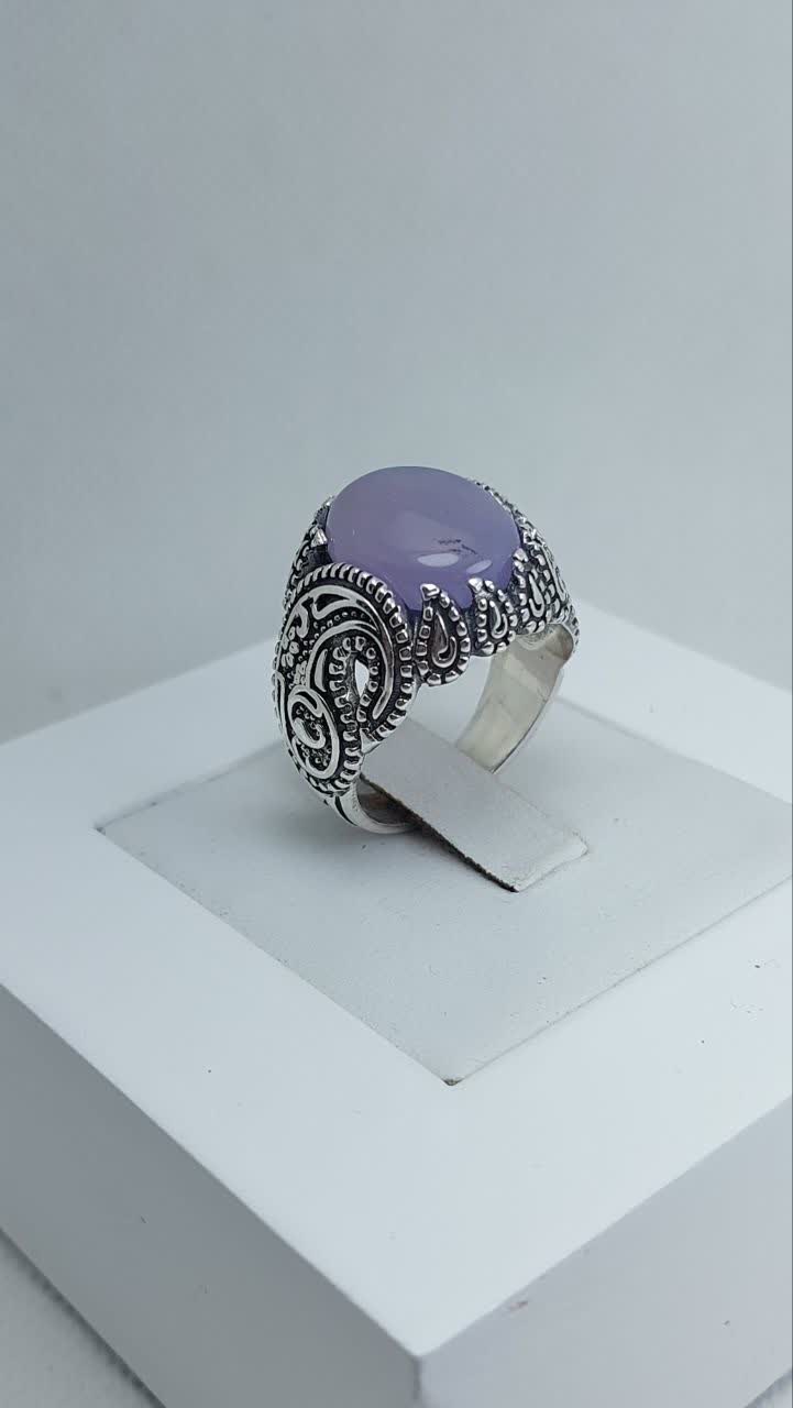 انگشتر نقره باسنگ عقیق یمن کبود کد 1725
