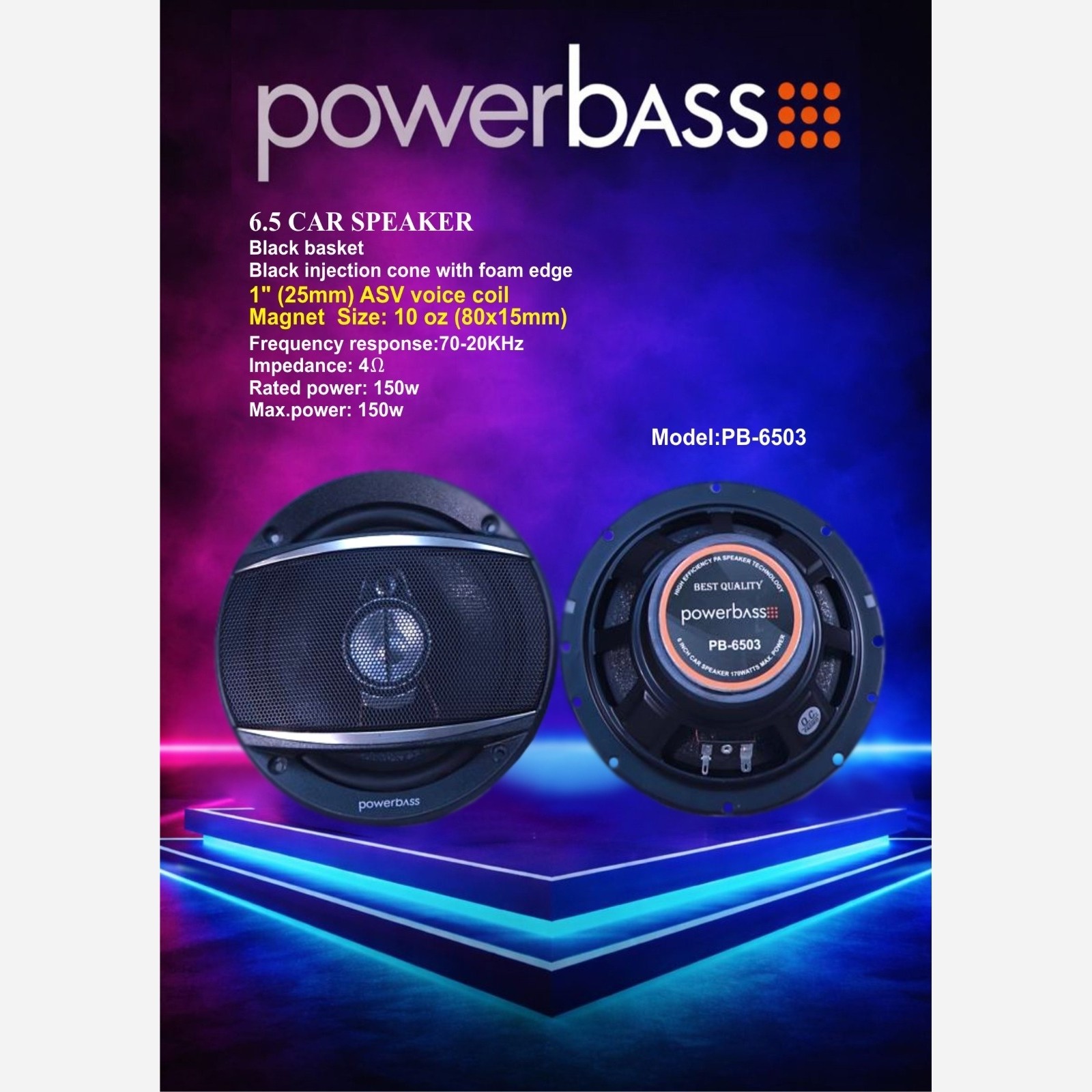 باند گرد 6 اینچ پاوربیس Powerbass مدل PB-6503