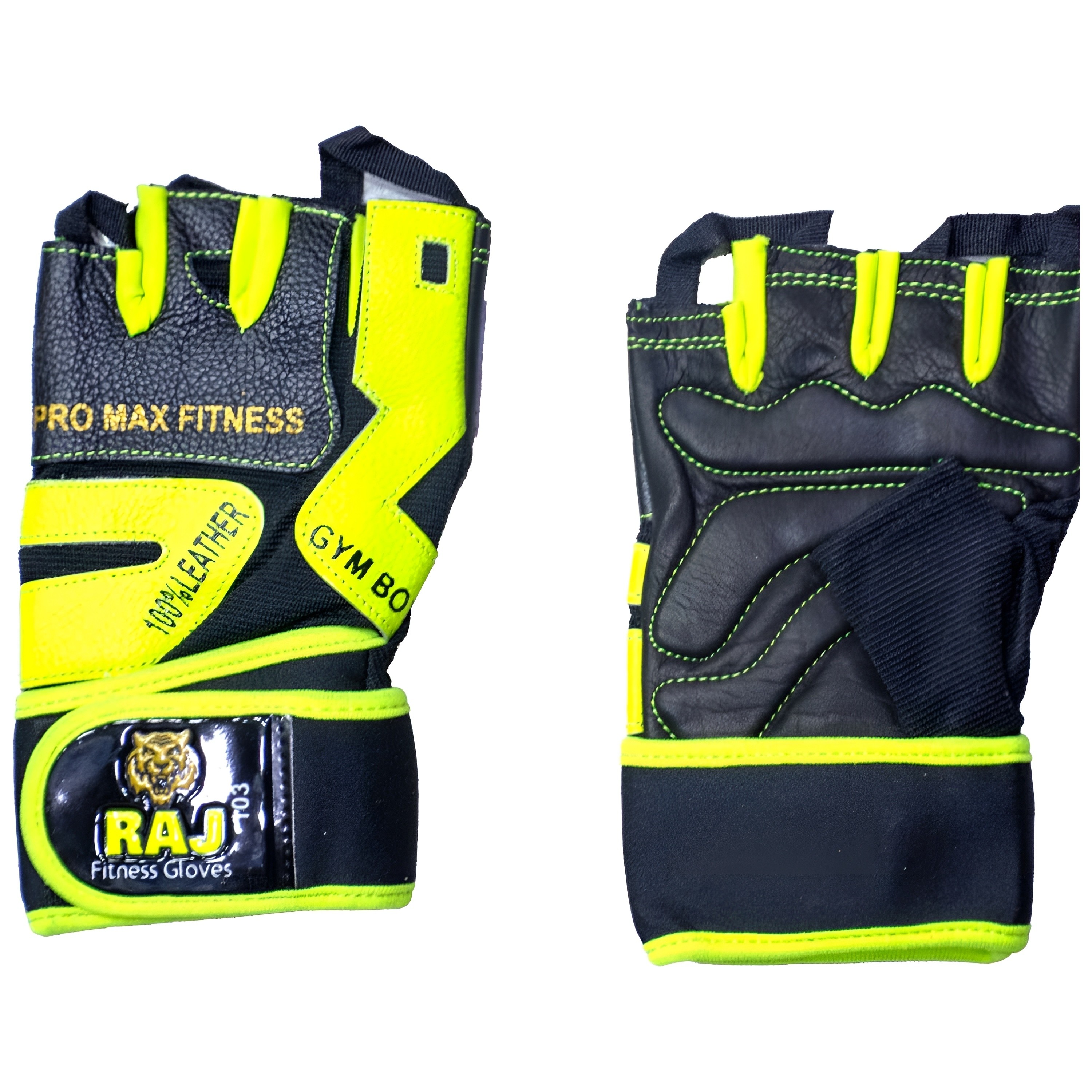 دستکش بدنسازی مچبند دار چرم اورجینال مارک RAJ