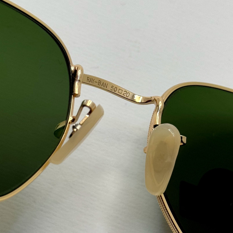 عینک ریبن هگزونال شیشه سنگ سیز فریم طلایی به همراه پک کامل ریبن کد Rayban RB 3548 (ارسال رایگان)