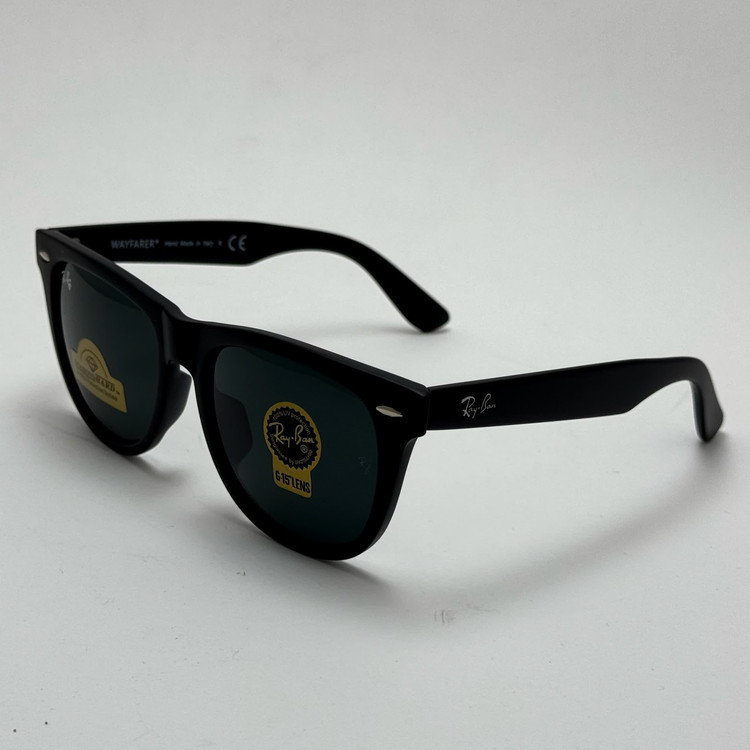 عینک آفتابی ریبن ویفرر شیشه سنگ مشکی که همراه پک کامل ریبن Rayban WAYFARER RB 2140 سایز 54 (ارسال رایگان)