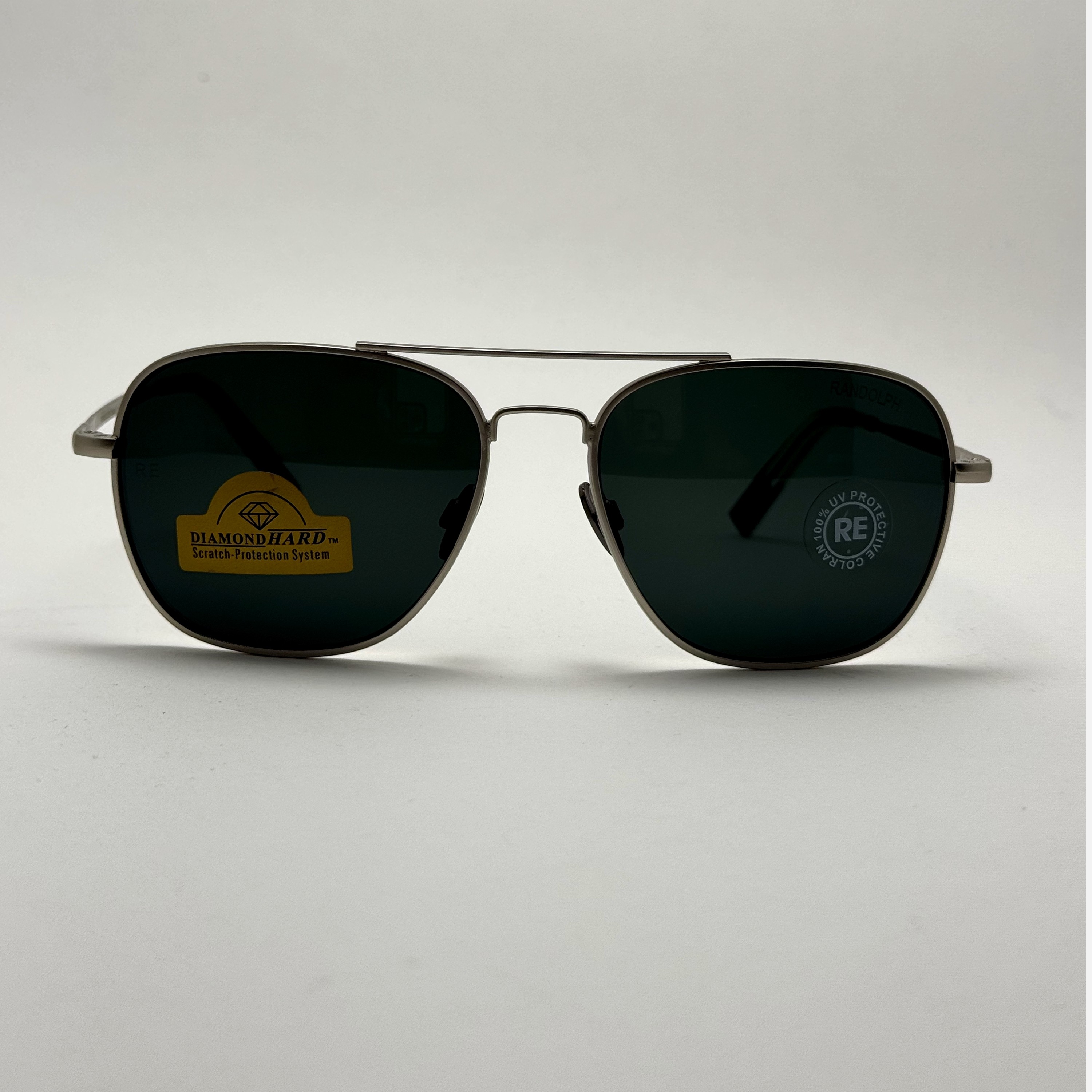 عینک آفتابی خلبانی رندولف شیشه سنگ آنتی رفلکس مشکی نقره ای فول پک RANDOLPH AVIATOR RE 58 24K WHITE GOLD (ارسال رایگان)