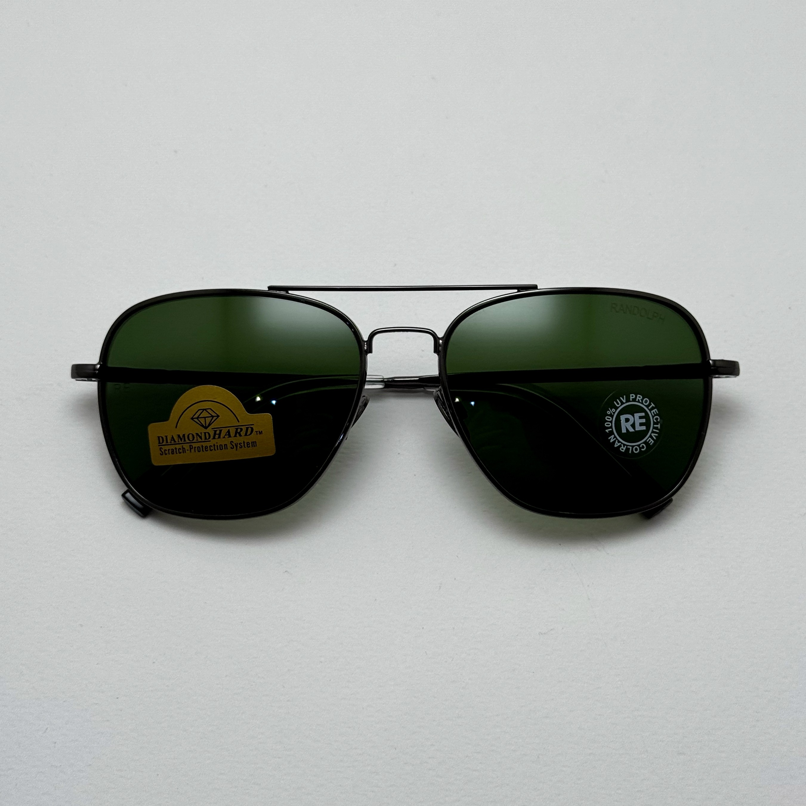 عینک آفتابی خلبانی رندولف شیشه سنگ آنتی رفلکس سبز فریم نوک مدادی فول پک RANDOLPH AVIATOR RE 58 24K (ارسال رایگان)