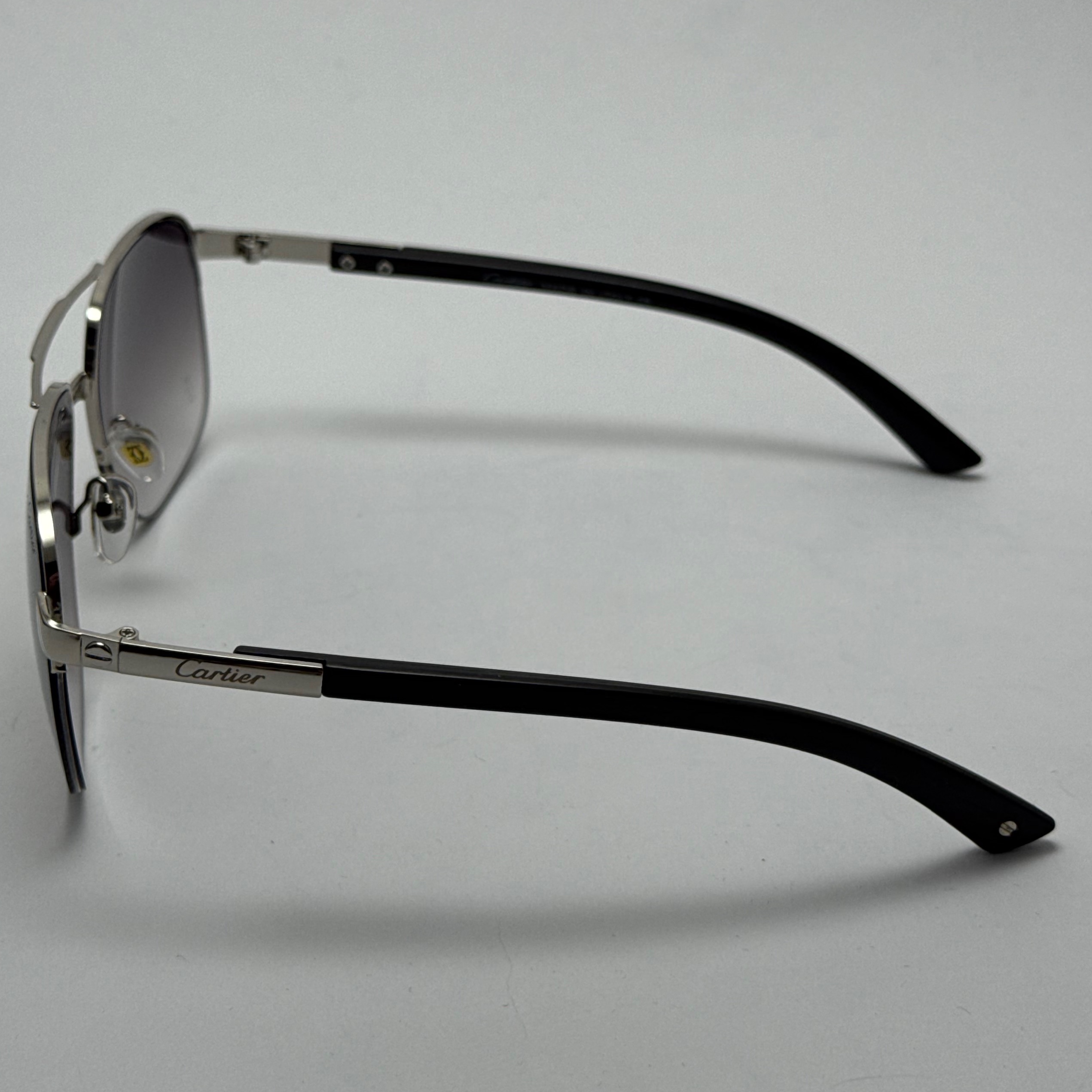 عینک آفتابی مردانه کارتیر Cartier مدل Santos مشکی نقره ای (ارسال رایگان)