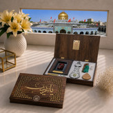 بسته فرهنگی سوغات حرم حضرت زینب7 قطعه سنگ و عطر و فرش حرم حضرت زینب و آب سرداب حضرت عباس و تسبیح و مهر و تربت