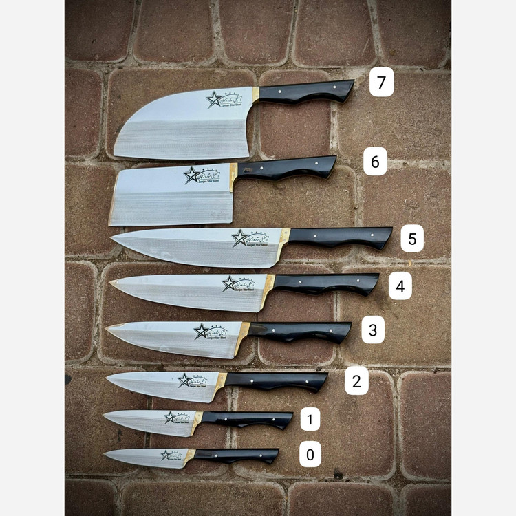 چاقو آشپزخانه ستاره شماره 1 دسته فیبر رنگ مشکی تیغه استیل ضد زنگ