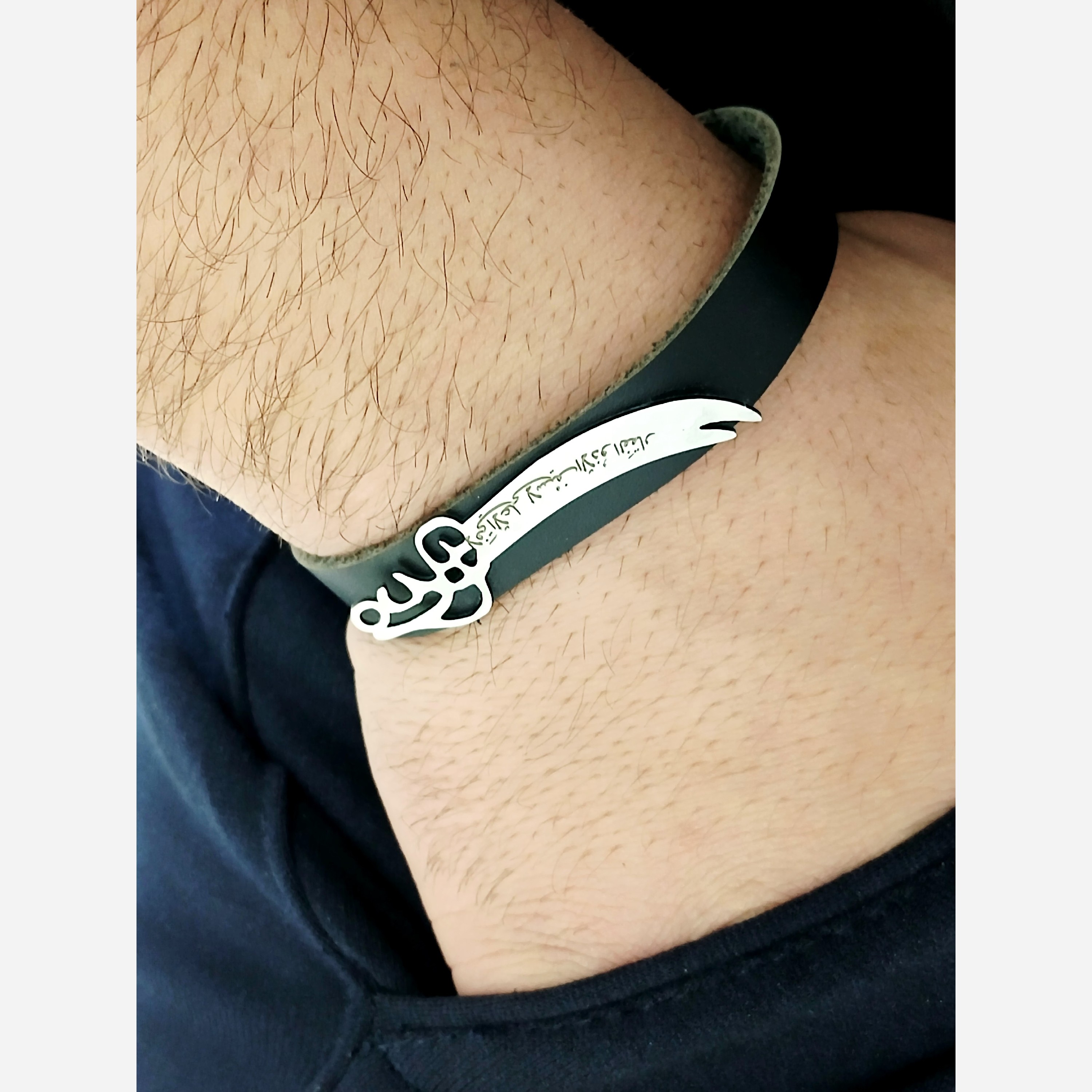 دستبند ذوالفقار چرمی یراق استیل درجه یک کیفیت بالا درجه یک قفل کمربندی