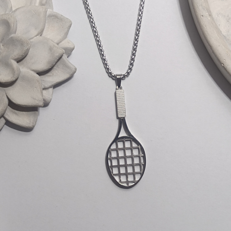 گردنبند راکت تنیس حرفه ای سه بعدی برجسته استیل رنگ ثابت خاص